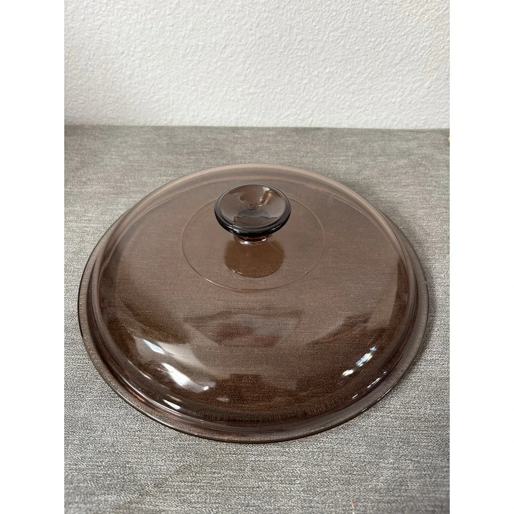 Vintage Corning Pyrex Vision Ware 40 Amber Replacement Lid For 10